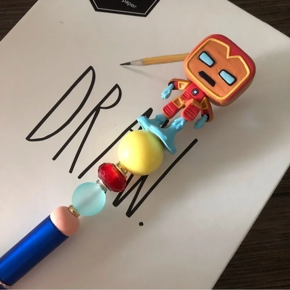 Marvel Gingerbread man handmade beaded pen: Ironman